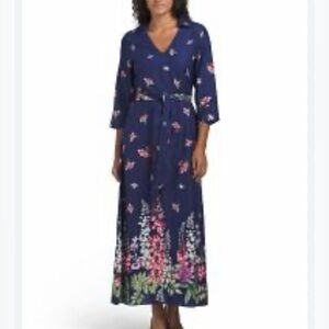 Celina Moon Flavian Printed Maxi Dress Navy Pink Floral size small NWT